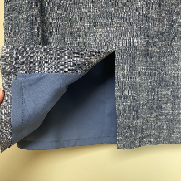 Ann Taylor Chambray Blue Pencil Skirt with Slit - Picture 4 of 8